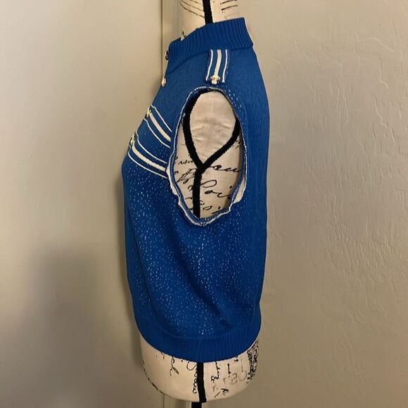 Vintage ST. John Blue Man Made Zipper Closure Vest - Picture 2 of 9